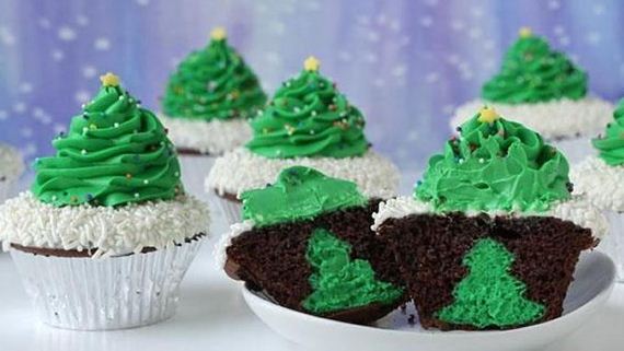 Cheesecake Stuffed Christmas Tree Cupcakes.