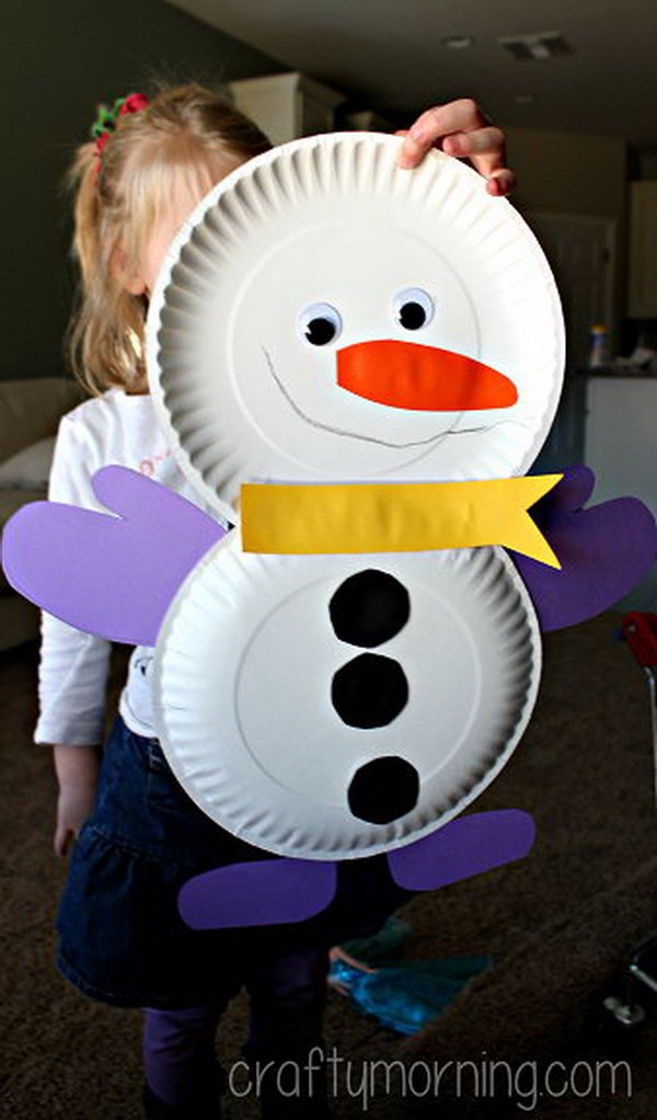 Cute Paper Plate Snowman Craft for Kids.