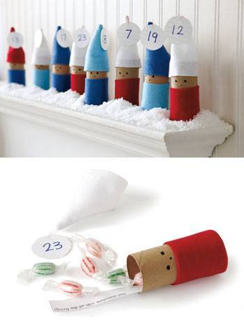 Cute little elves DIY advent calendar for Christmas.