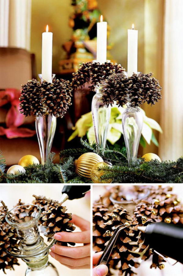 DIY Pinecone Candles.