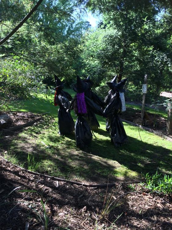 Dancing Garbage bag Witches work a treat.