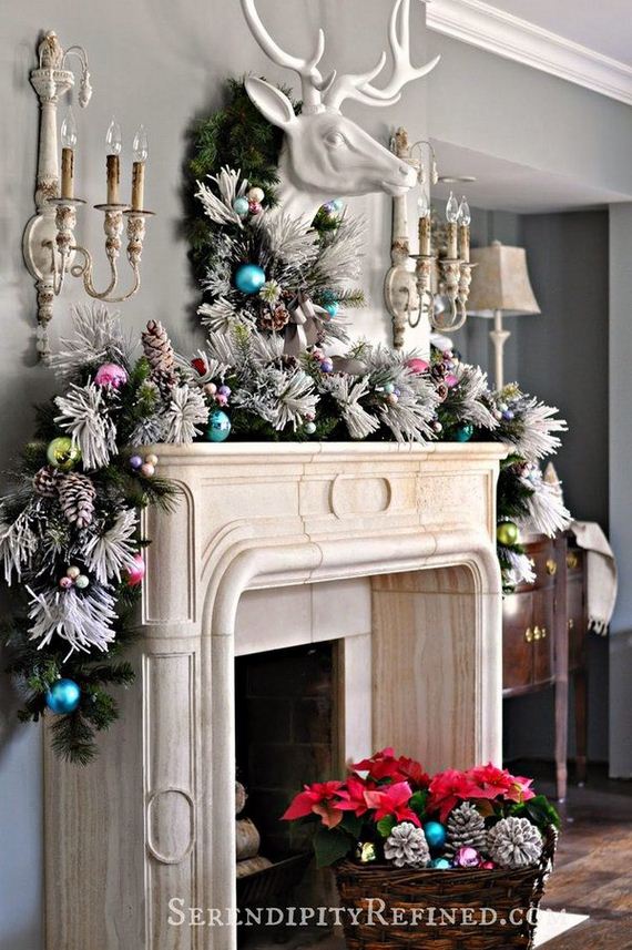 Elegant Christmas Mantel Decoration with Thick, Full Garland.
