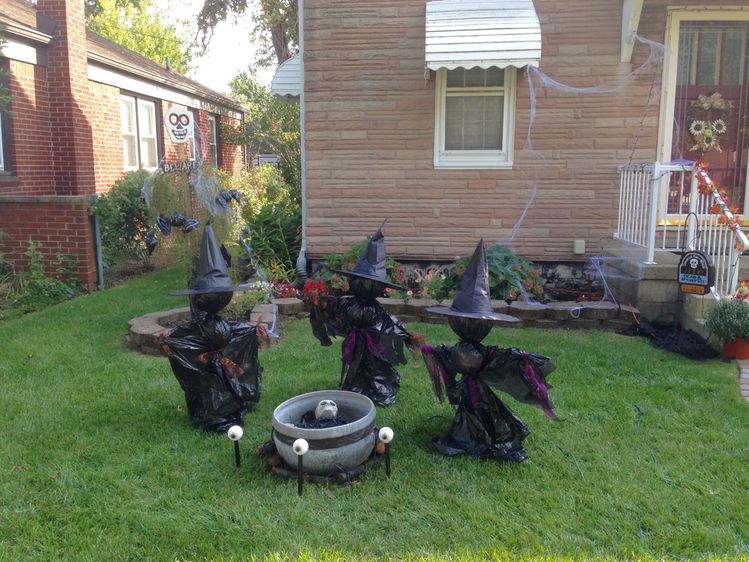 Halloween Garbage Bag Witches.