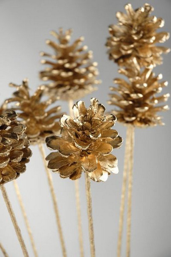 Make golden pinecones for a gold Christmas decorating.
