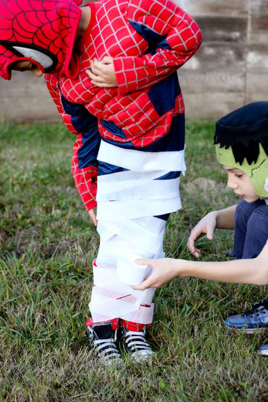 Mummy Sack Race.