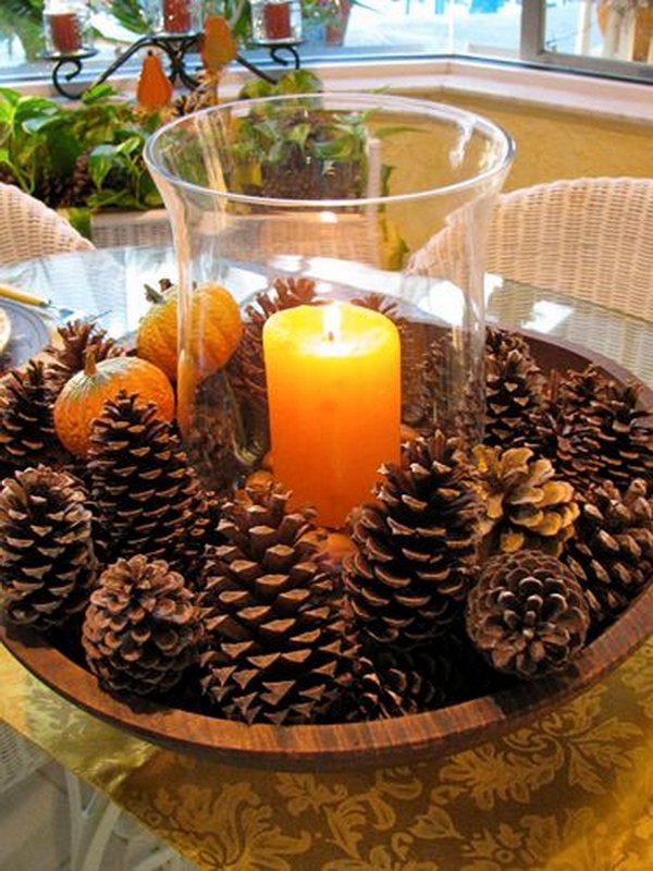 Pinecone Candle Table Setting.