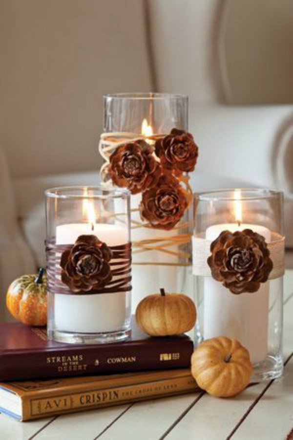 Pinecone Christmas Candles.