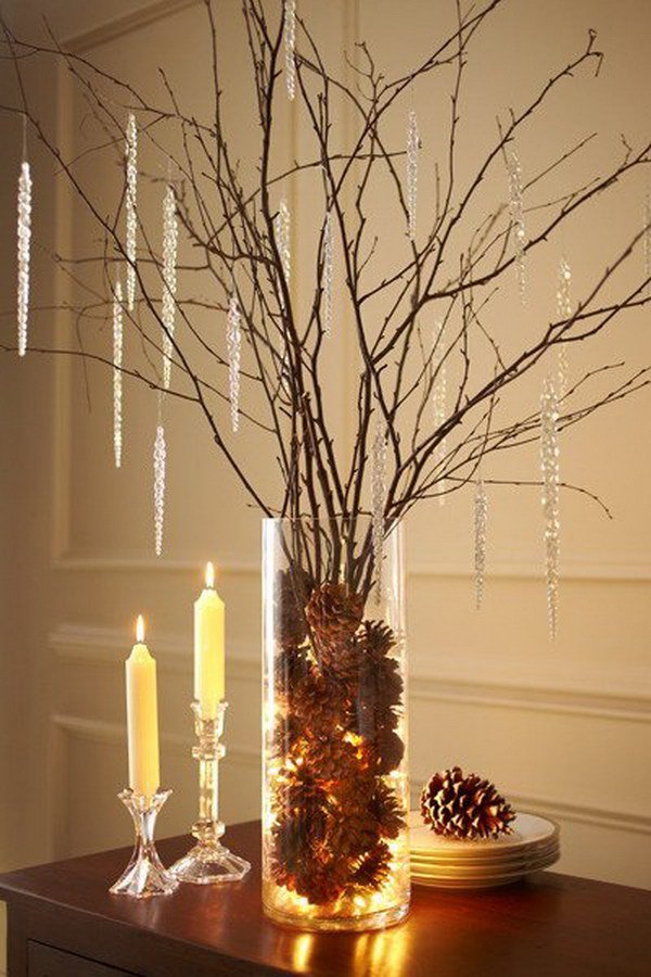 Pinecone and Birch Branch Centerpiece.