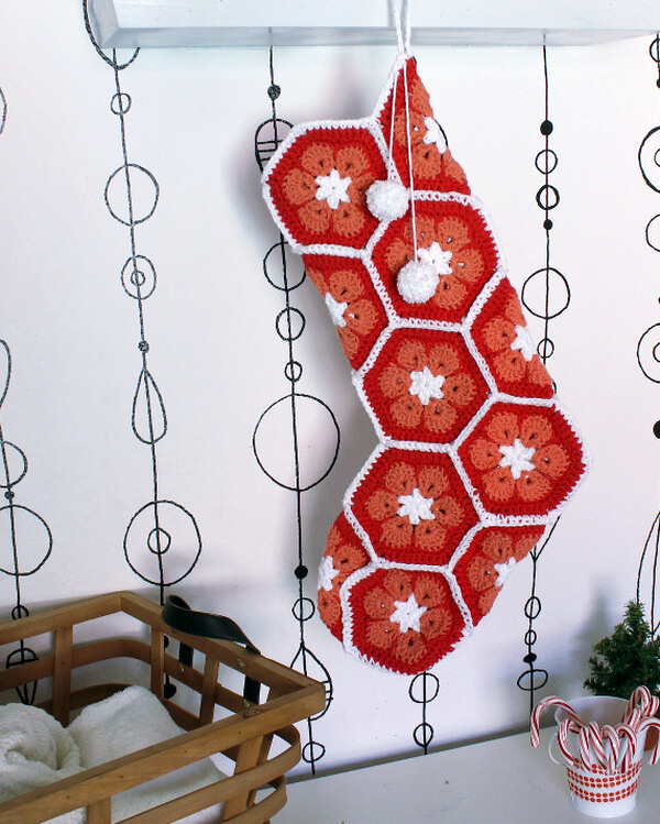 Pretty Patterned African Flowers Christmas stocking.