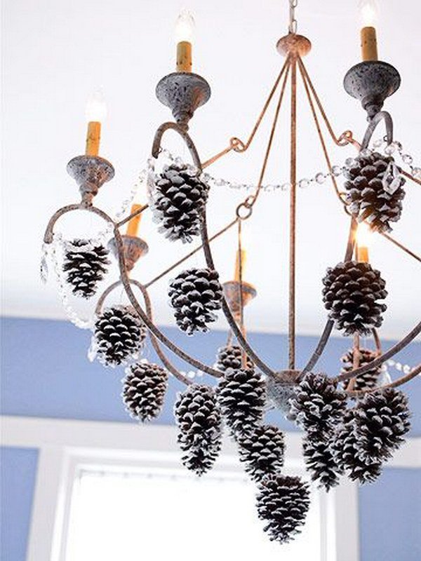 Pretty Pinecones for a Dining Room Chandelier.