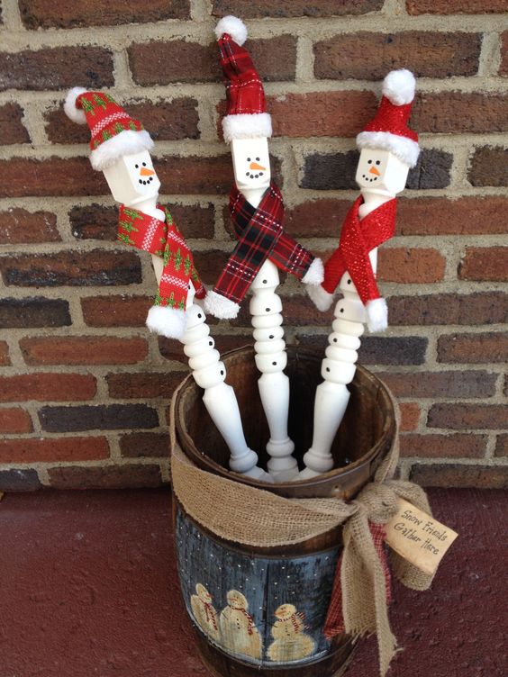 Stairway Spindle Snowmen.