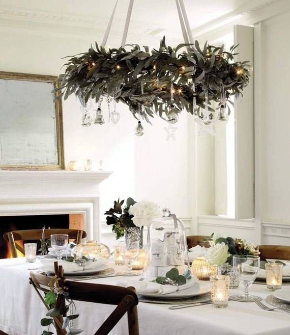 Transform the chandelier hanging above the dinning room table.