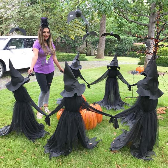 Witch decorations for Halloween.