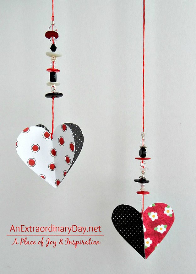 3D Hanging Paper Hearts from An Extra Ordinary Day.