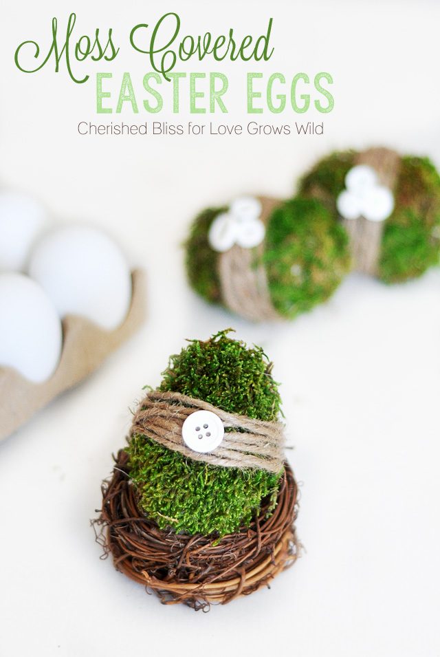 Adorable Moss Covered Easter Eggs.