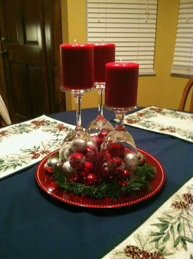 Arrange some wine glasses on a plate.