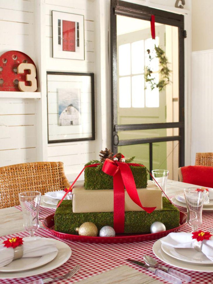 Attractive Moss Gift Box Centerpiece.