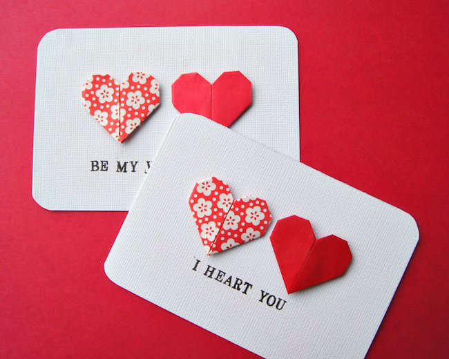 Beautiful DIY origami heart cards. Fantastic DIY Valentine's Day Gift Ideas