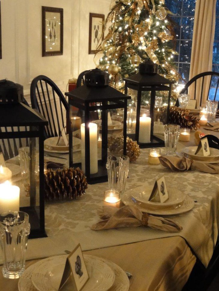 Candle-lit Mason Jar Place Decorations.