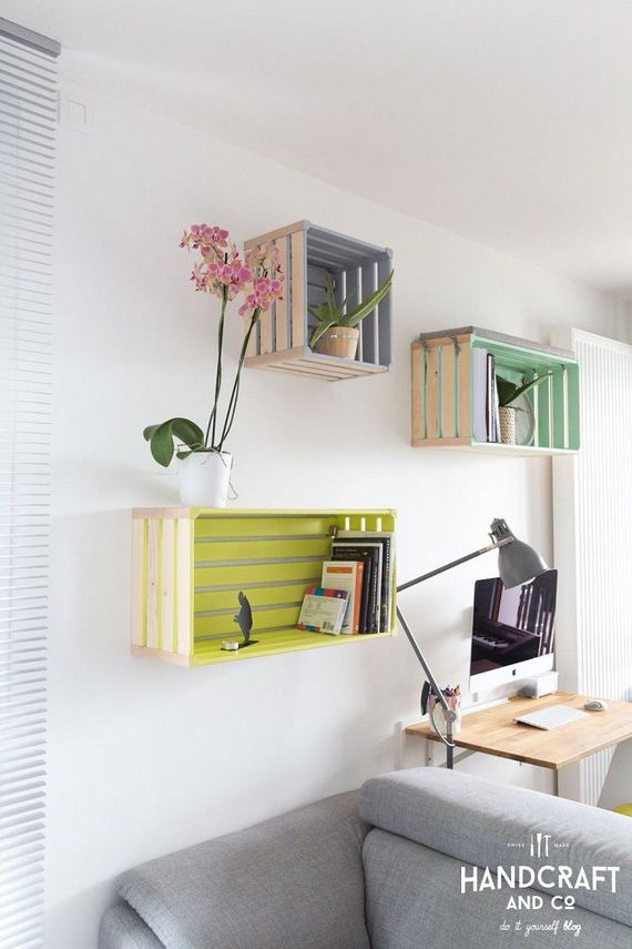 Colored Crates Floating Shelves