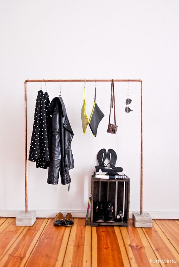 Copper & Concrete Clothing Rack - DIY Copper Projects for Your Home
