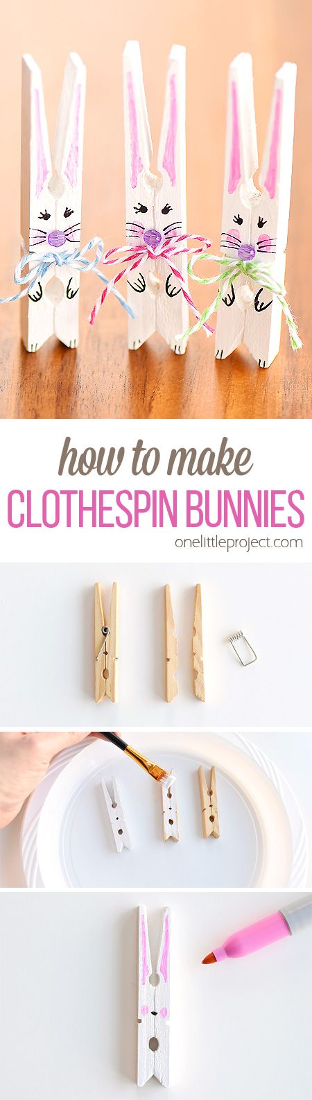 DIY Clothespin Bunnies.