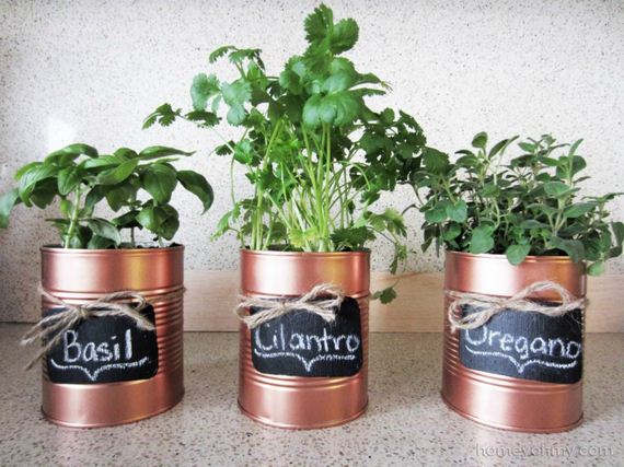 DIY Copper Tin Can Planters & Chalkboard Tags