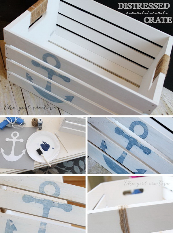 DIY Distressed Nautical Crate.