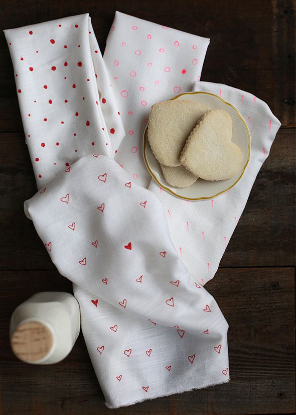 DIY Heart Tea Towels.