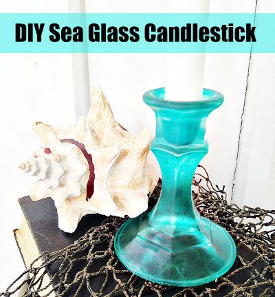 DIY Sea Glass Candlesticks