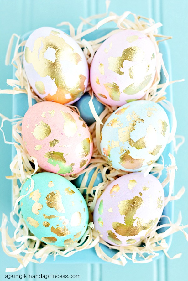 DIY gold leaf Easter Eggs via A Pumpkin & a Princess