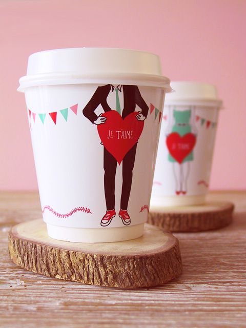 DIY romantic coffee cup wrappers tutorial from Eat Drink Chic