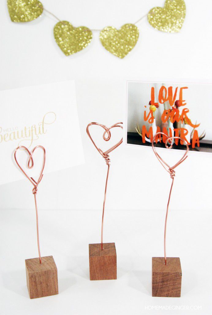 DIY wire heart photo holders at Homemade Ginger.