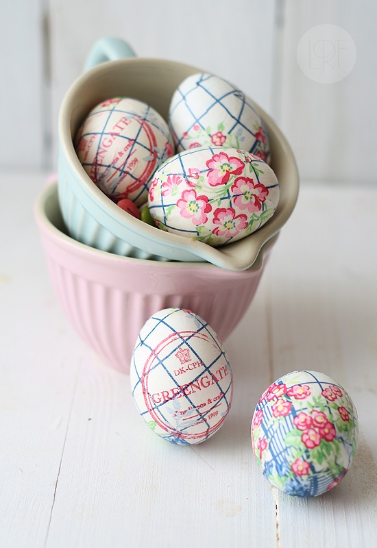 Decorating your Easter eggs with paper napkins.