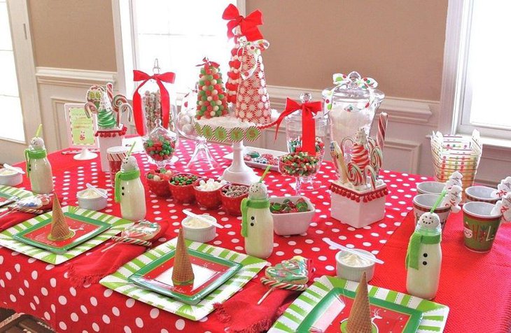 Dessert Settings with Snowman Decorated Beverage Jars.
