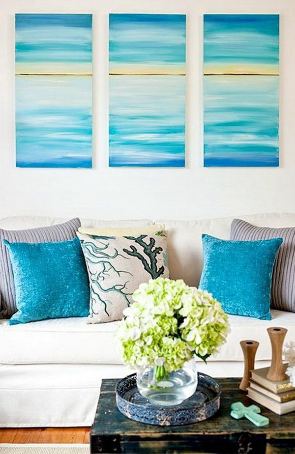 Easy DIY Ocean Canvas Art.