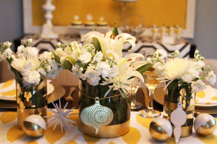 Gorgeous Floral Vase Centerpieces with Ornaments.