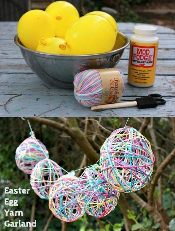 Mod Podged Yarn Easter Egg Garland.