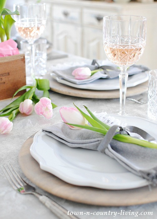 Pink and Grey Valentine Table from Town and Country Living!