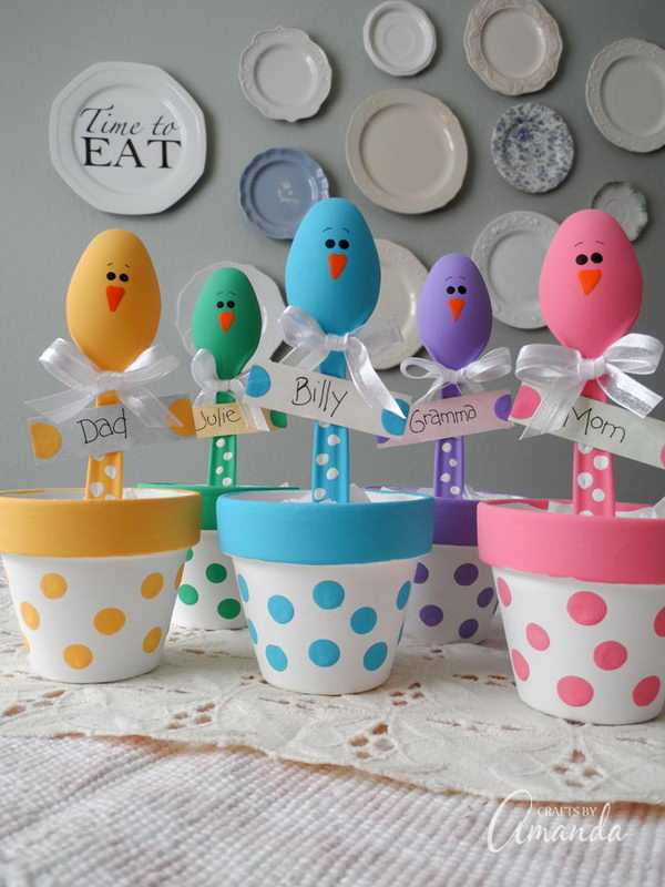 Plastic Spoon Chicks For Easter.