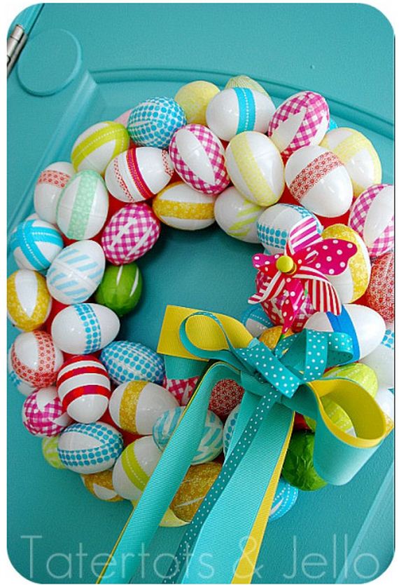 Washi Tape Egg Wreath from Tatertots & Jello.