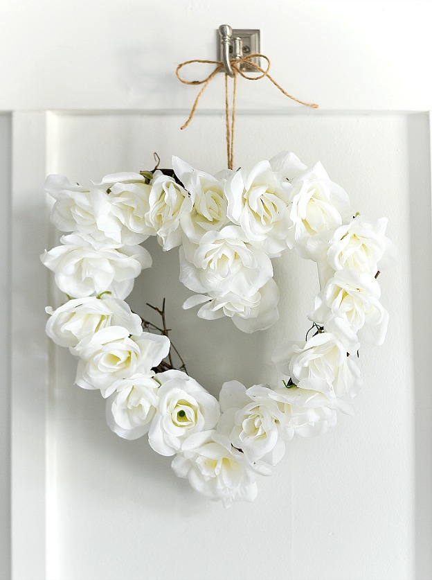 White Rose Valentine Heart Wreath from It All Started with Paint.