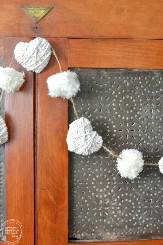 Yarn Heart and Pom Pom Garland from Refresh Living.