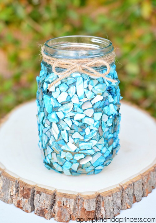 beach inspired Mason jar craft