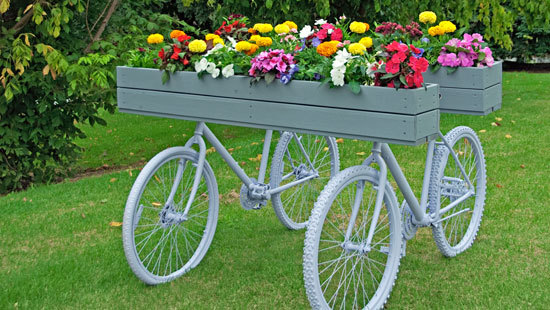 Bike-Bottom Planters.