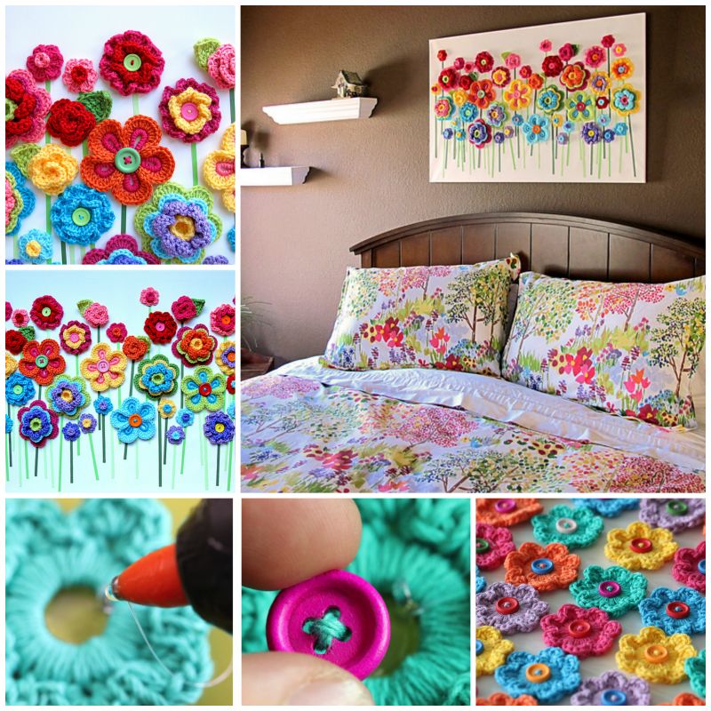 16 Adorable Button Crafts and Projects 4 Button wall decor.