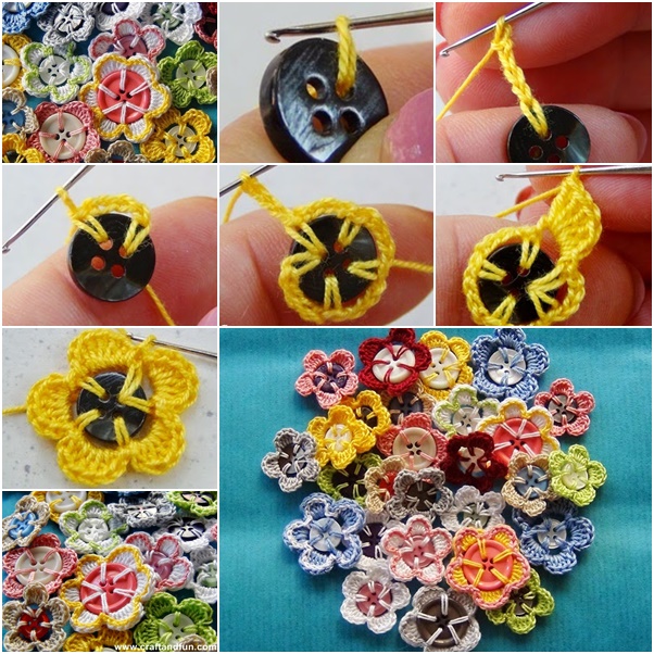 Handmade Button crafts- Beautiful button flowers.