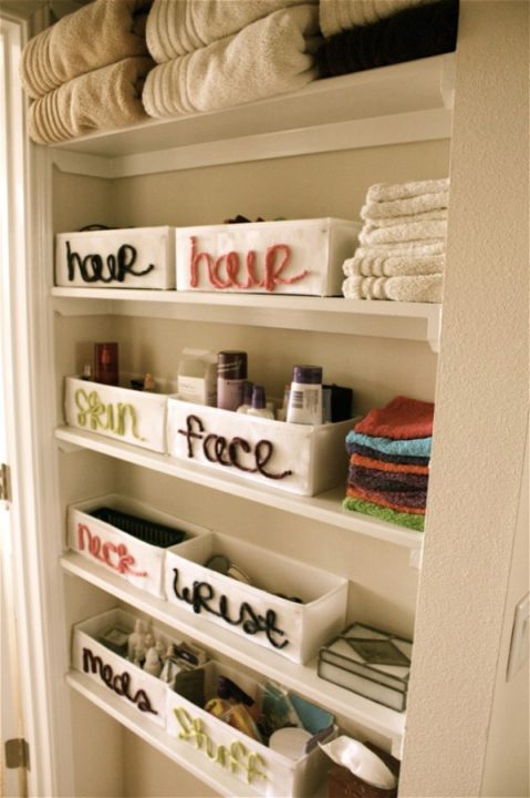 Lovely DIY Bathroom Yarn Labeling.