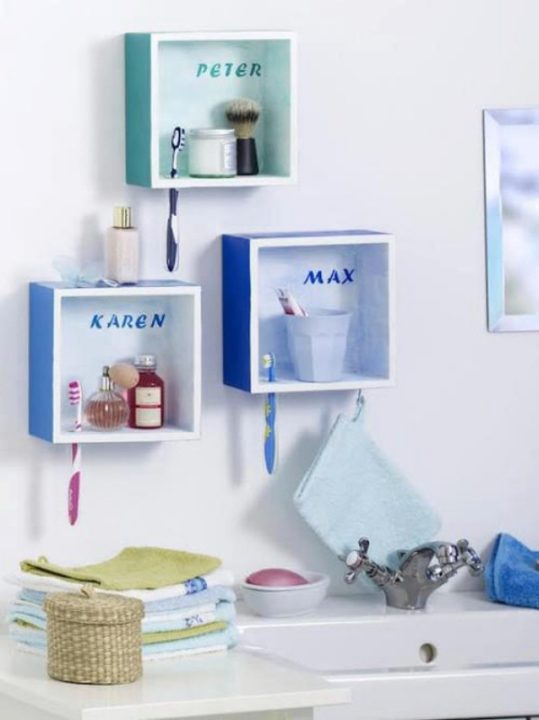 Personalized Bathroom Shelves.