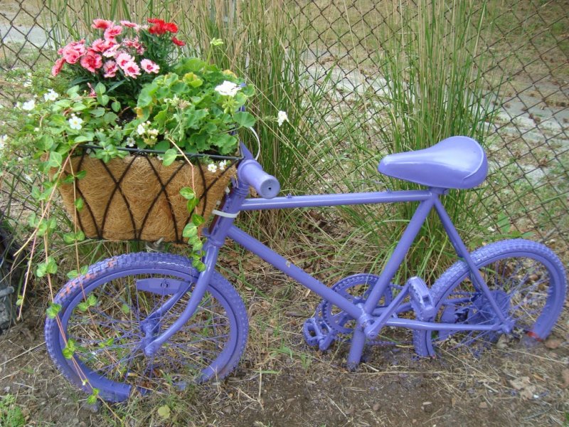 Purple Bike with a Basket.